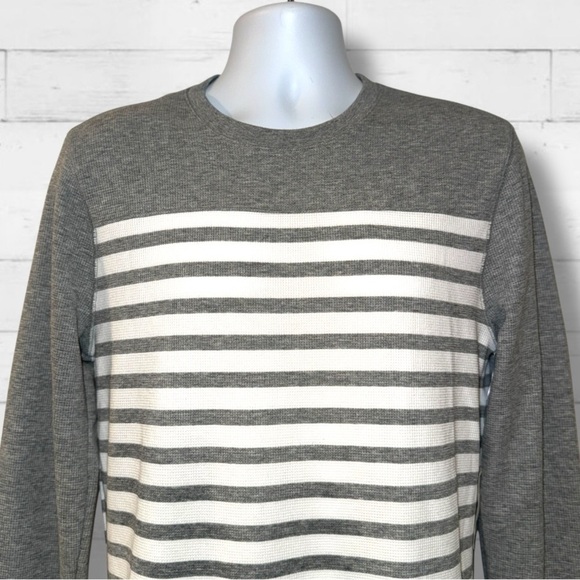 Banana Republic Men’s Pullover Long Sleeve Stripe Crewneck Gray White NWT Size M - Picture 3 of 15